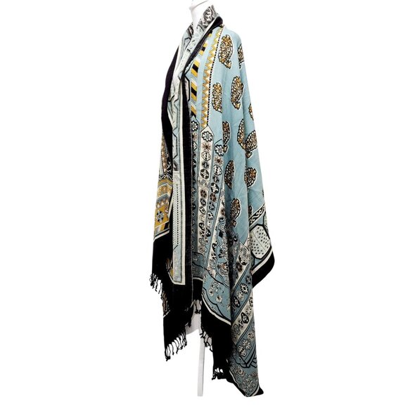 Dana Xu Wool Pashmina Shawl/Wrap With Tassel Fringe Multicolor Geometric Floral - Picture 8 of 8